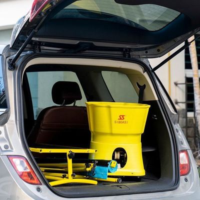 Máy cho ăn quần vợt màu vàng 80W, Tốc độ máy chủ bóng tennis mini có thể điều chỉnh