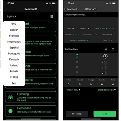 Đèn đào tạo phản ứng thể dục APP đa chức năng điều khiển WiFi